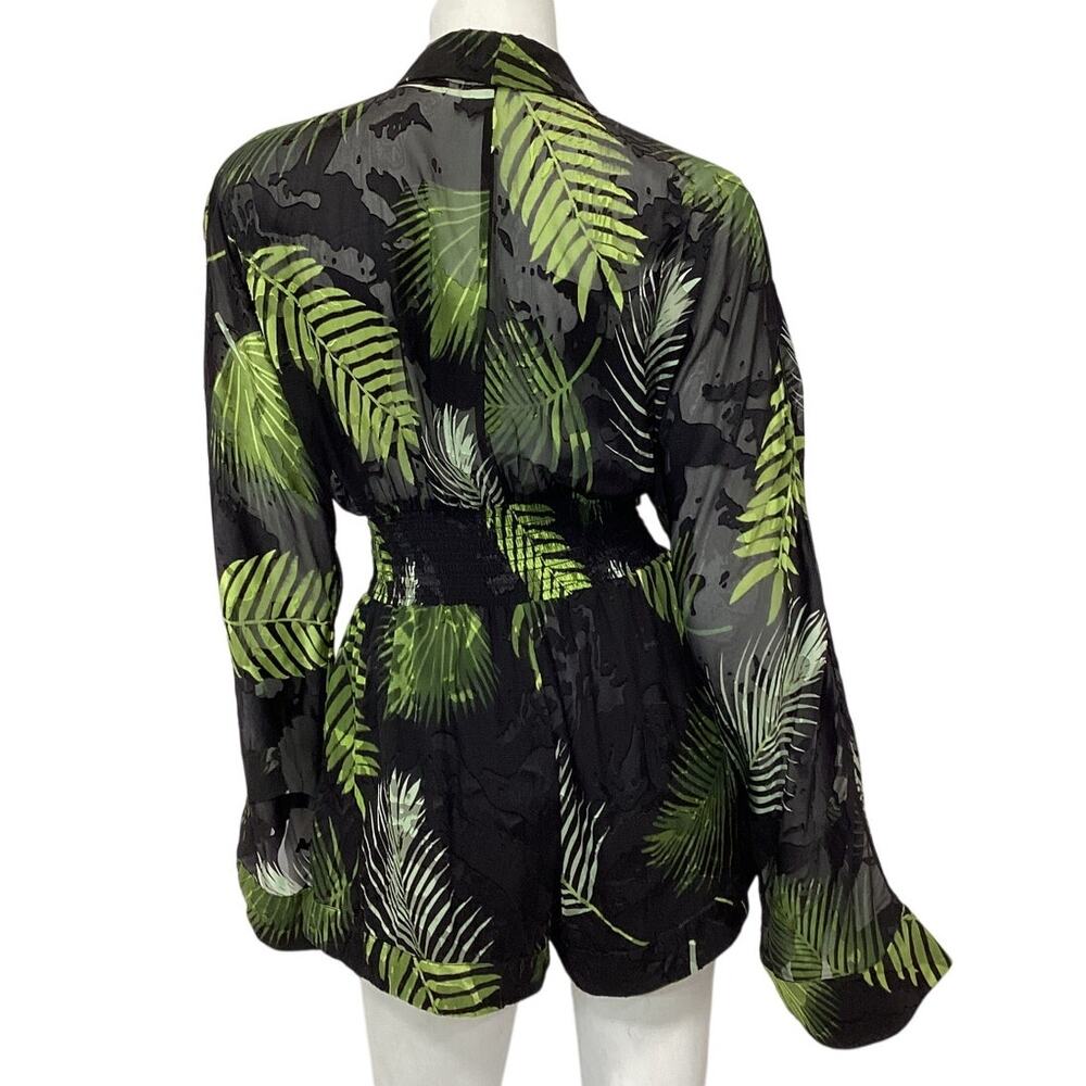 Camila Coelho Chic Black Palm Amelia Romper Size XS - Picture 3 of 4